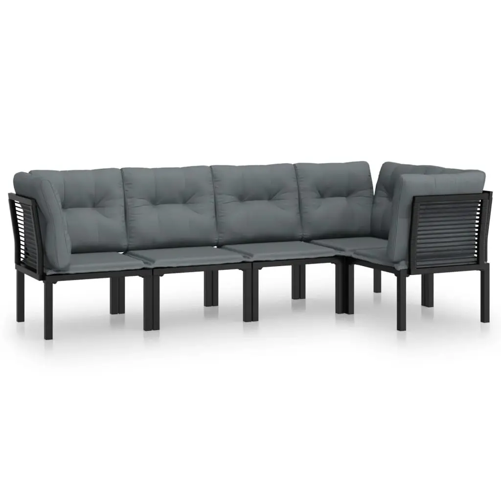 5 Piece Outdoor Garden Lounge Set Weather-Resistant PE Poly Rattan Black