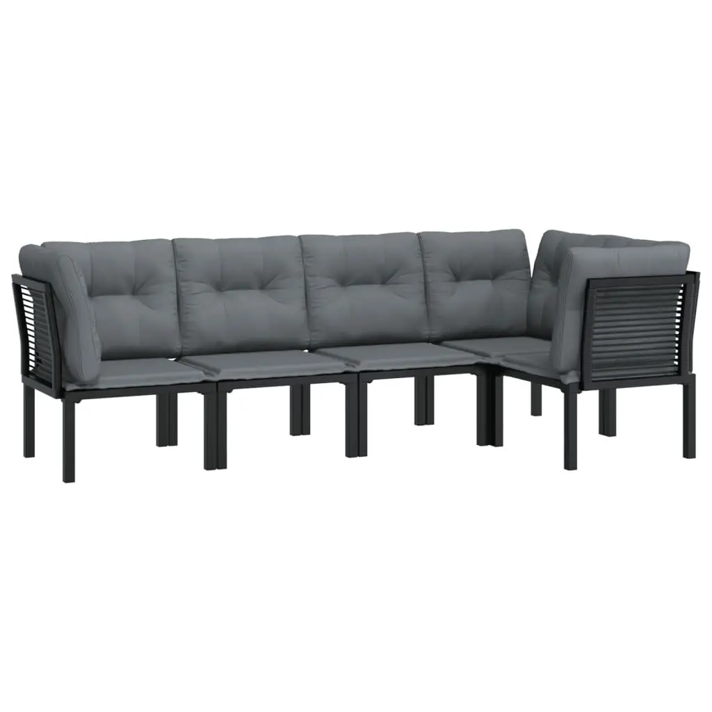 5 Piece Outdoor Garden Lounge Set Weather-Resistant PE Poly Rattan Black
