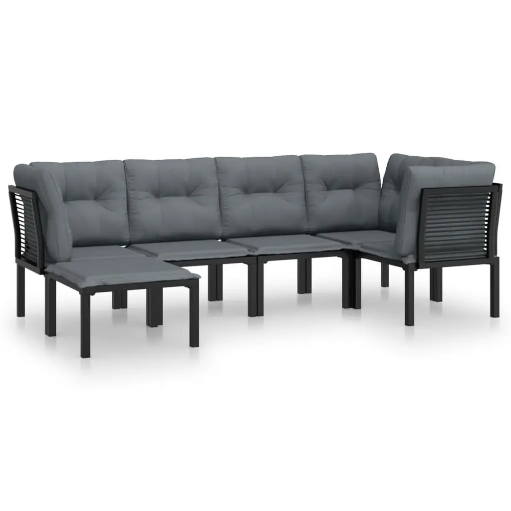 6 Piece Garden Lounge Set Outdoor Furniture Poly Rattan Patio Sectional Black