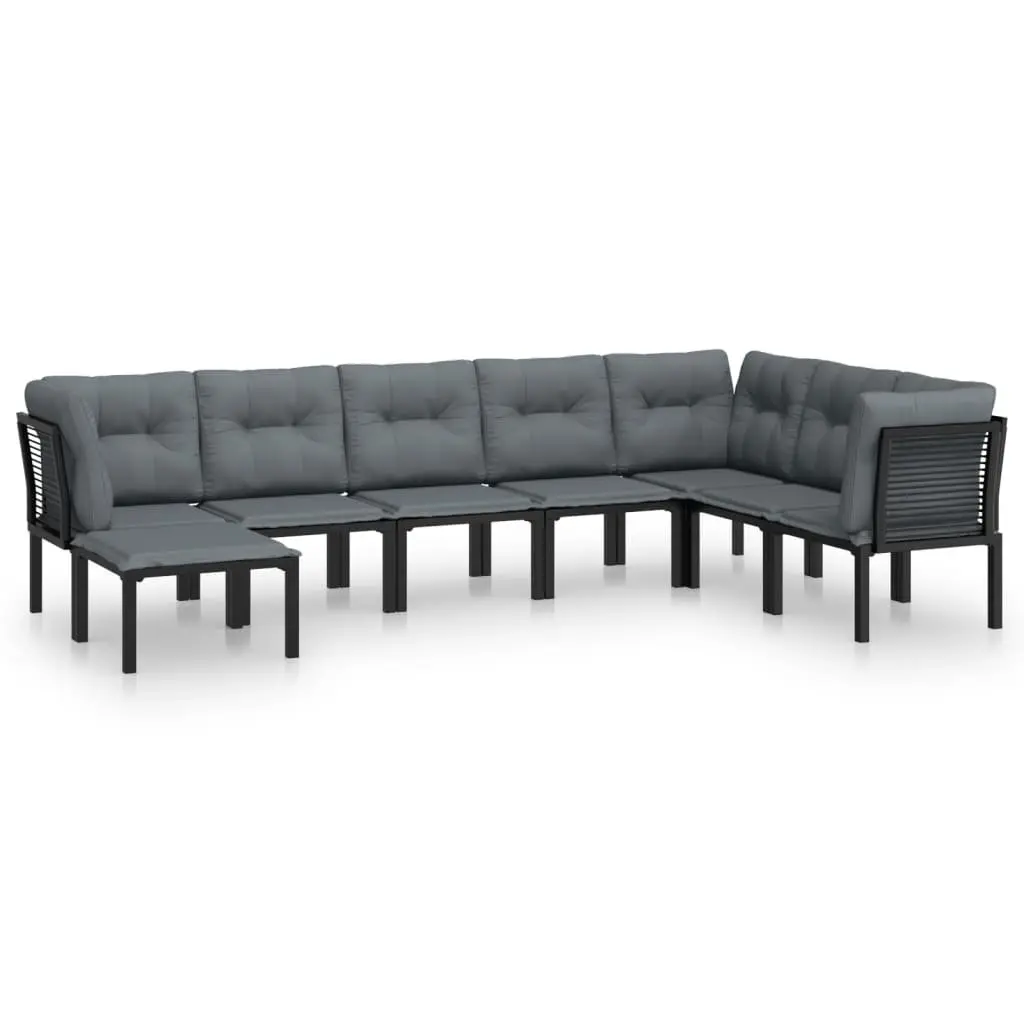 Garden Lounge Set 8 Piece Outdoor Furniture Black Grey Poly Rattan Modular