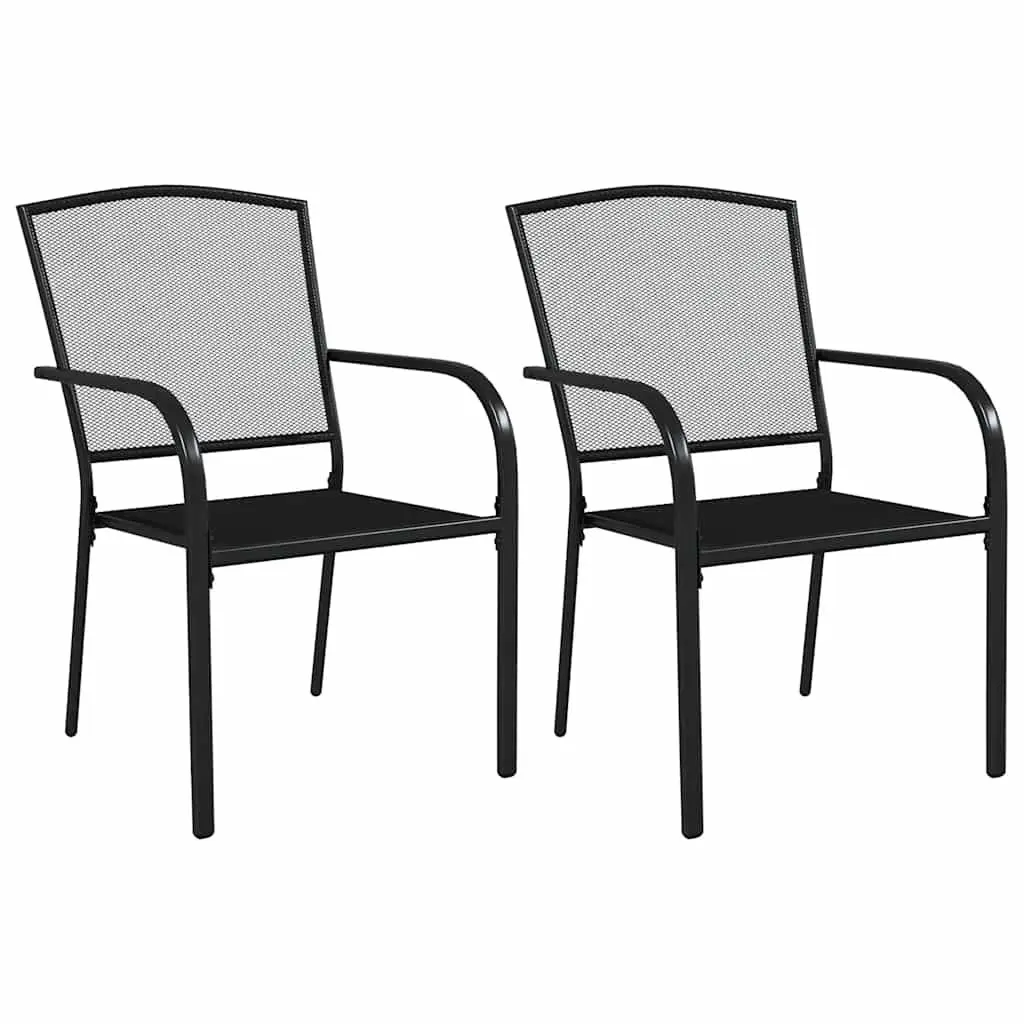 Outdoor Dining Set 3 Piece Garden Furniture Anthracite Steel Stackable Chairs