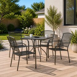 Garden Dining Set 5 Piece Outdoor Furniture Steel Frame Anthracite Patio
