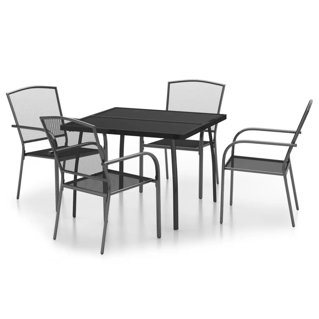 Garden Dining Set 5 Piece Anthracite Steel Outdoor Furniture Table Chairs