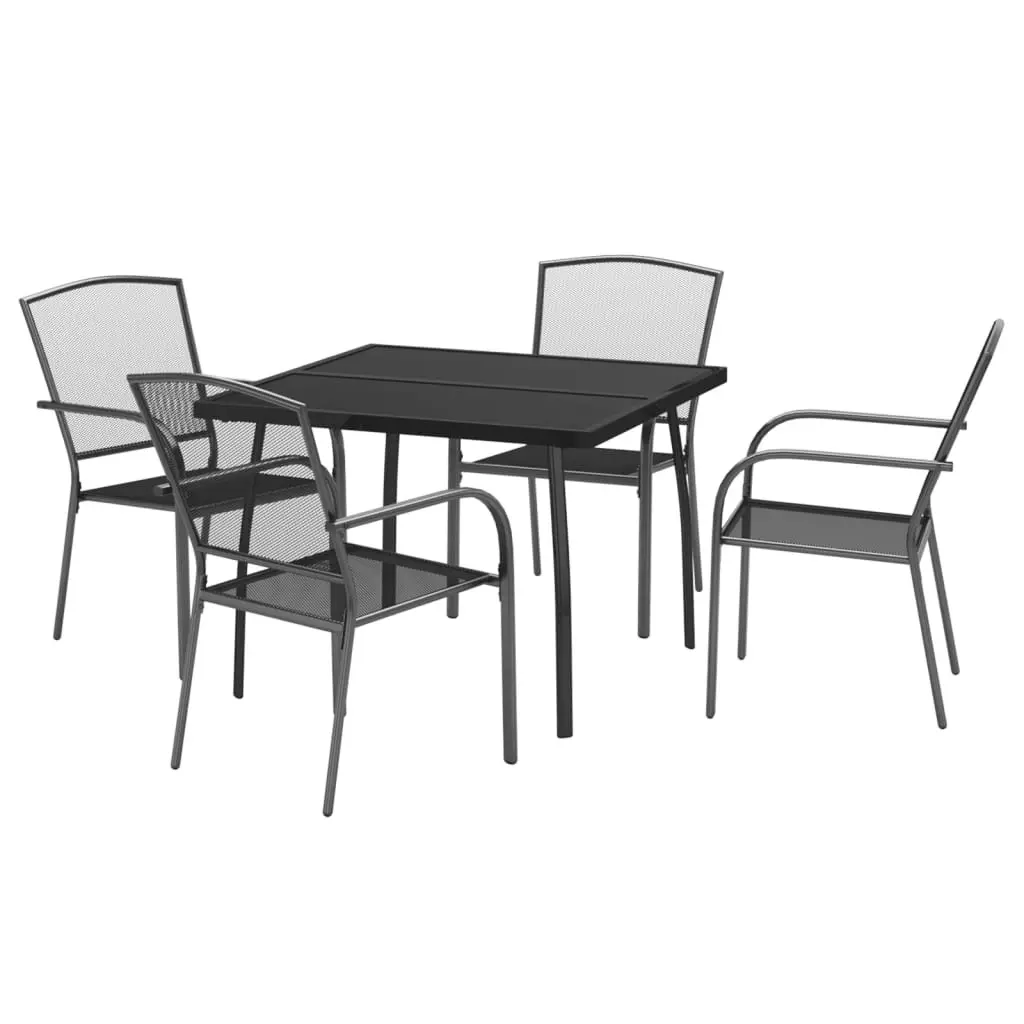 Garden Dining Set 5 Piece Anthracite Steel Outdoor Furniture Table Chairs