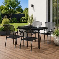 Garden Dining Set 5 Piece Outdoor Patio Furniture Steel Frame Anthracite