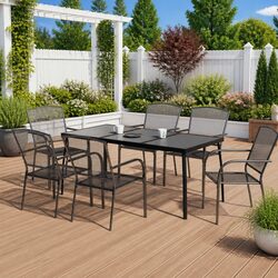 Garden Dining Set 7 Piece Outdoor Furniture Steel Frame Anthracite Patio Chairs