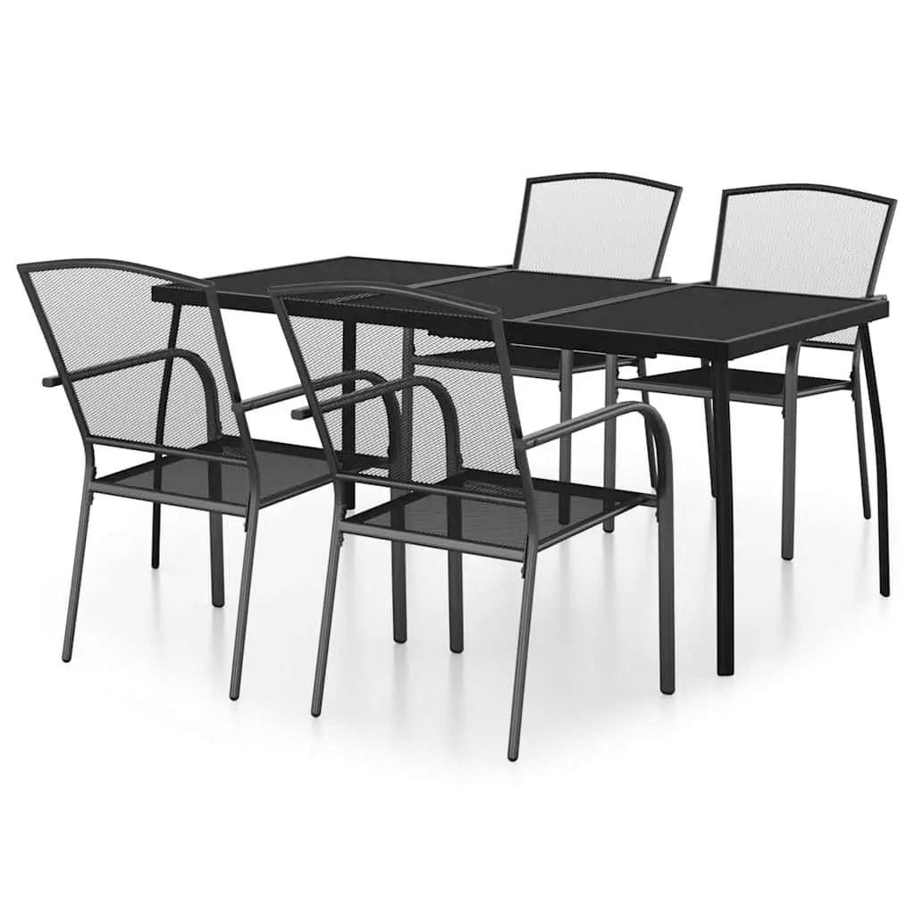 Outdoor Dining Set 5 Piece Garden Table Chairs Steel Anthracite Patio Furniture