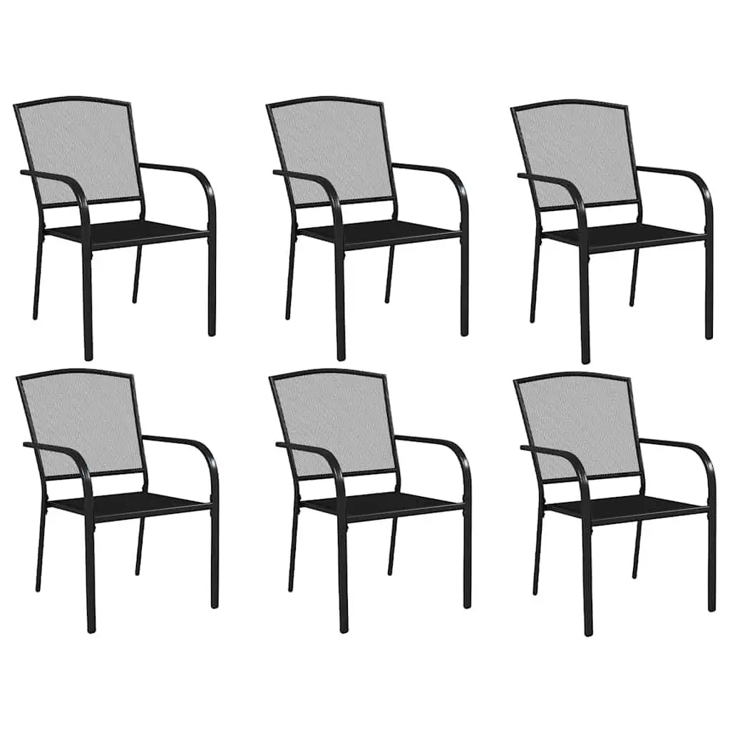 Outdoor Dining Set Stackable Chairs Steel Anthracite 7 Piece