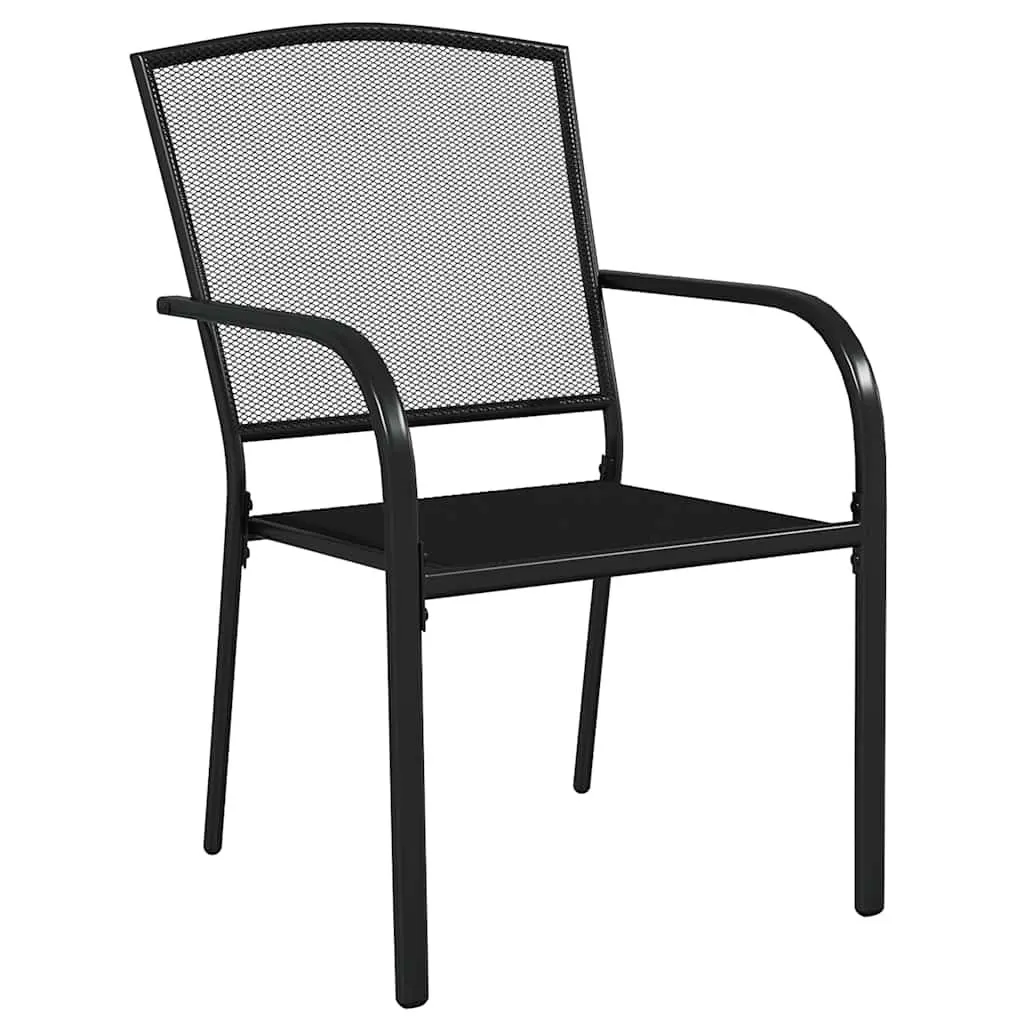 Outdoor Dining Set Stackable Chairs Steel Anthracite 7 Piece