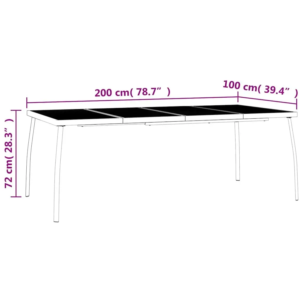 Outdoor Dining Set Stackable Chairs Steel Anthracite 7 Piece
