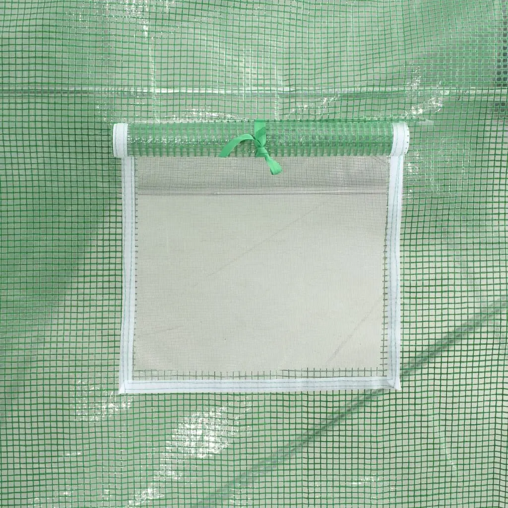 Greenhouse Steel Frame Green 36m² Garden Plant House Roll-Up Door Mesh Windows
