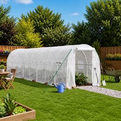 Greenhouse 12 m² Steel Frame PE Cover White 6x2x2 m Garden Plant House