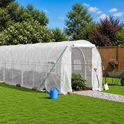 Greenhouse with Steel Frame White 20 m² 10x2x2 m Zippered Roll-Up Door Mesh