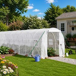 Greenhouse with Steel Frame White 32m² Garden Plant House 16x2x2m