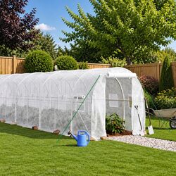 Greenhouse with Steel Frame White 36 m² 18x2x2 m Garden Plant House