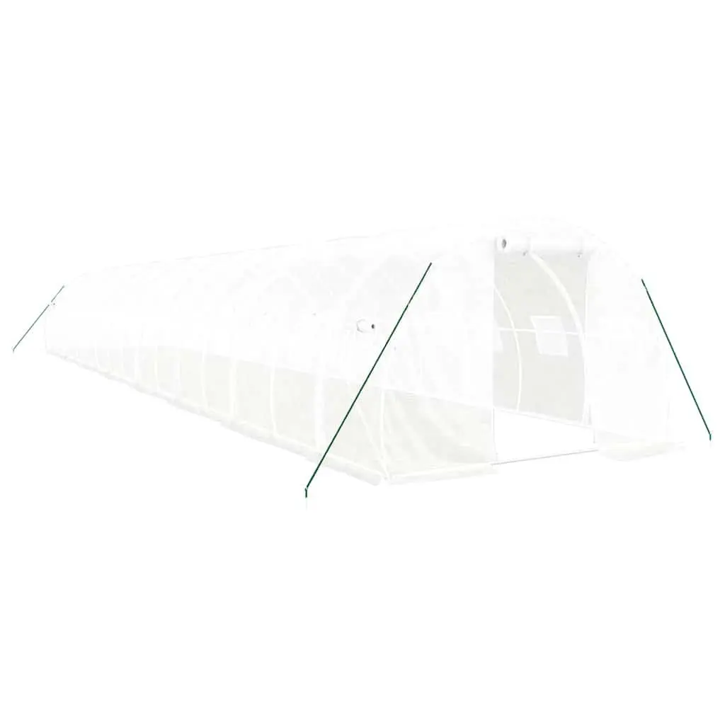 Greenhouse Durable PE Cover Steel Frame 16x3x2m White 48m² Plant Garden Protection