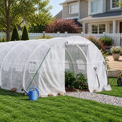 Greenhouse 60 m² White Steel Frame Garden Plant House 20x3x2m Outdoor Shelter