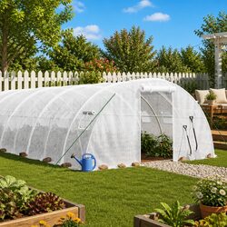 Greenhouse 10x4x2m White Steel Frame PE Cover 40 Sq.m Garden Plant House
