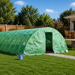 Greenhouse 40 m² with Steel Frame Roll-Up Door Mesh Windows Green 8x5x2.3m