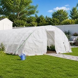 Greenhouse White Steel Frame 110m² Garden Plant House 22x5x2.3m