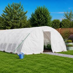 Greenhouse 120m² Steel Frame White 24x5x2.3m Plant Garden Protection Cover