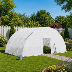Greenhouse White Steel Frame 6x4x2.85m 24sqm Garden Plant House Shelter Cover