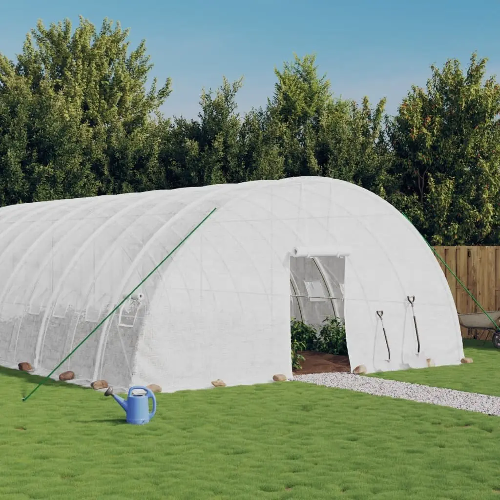 Greenhouse Spacious 48 m² White Steel Frame 8x6x2.85m Outdoor Plant House
