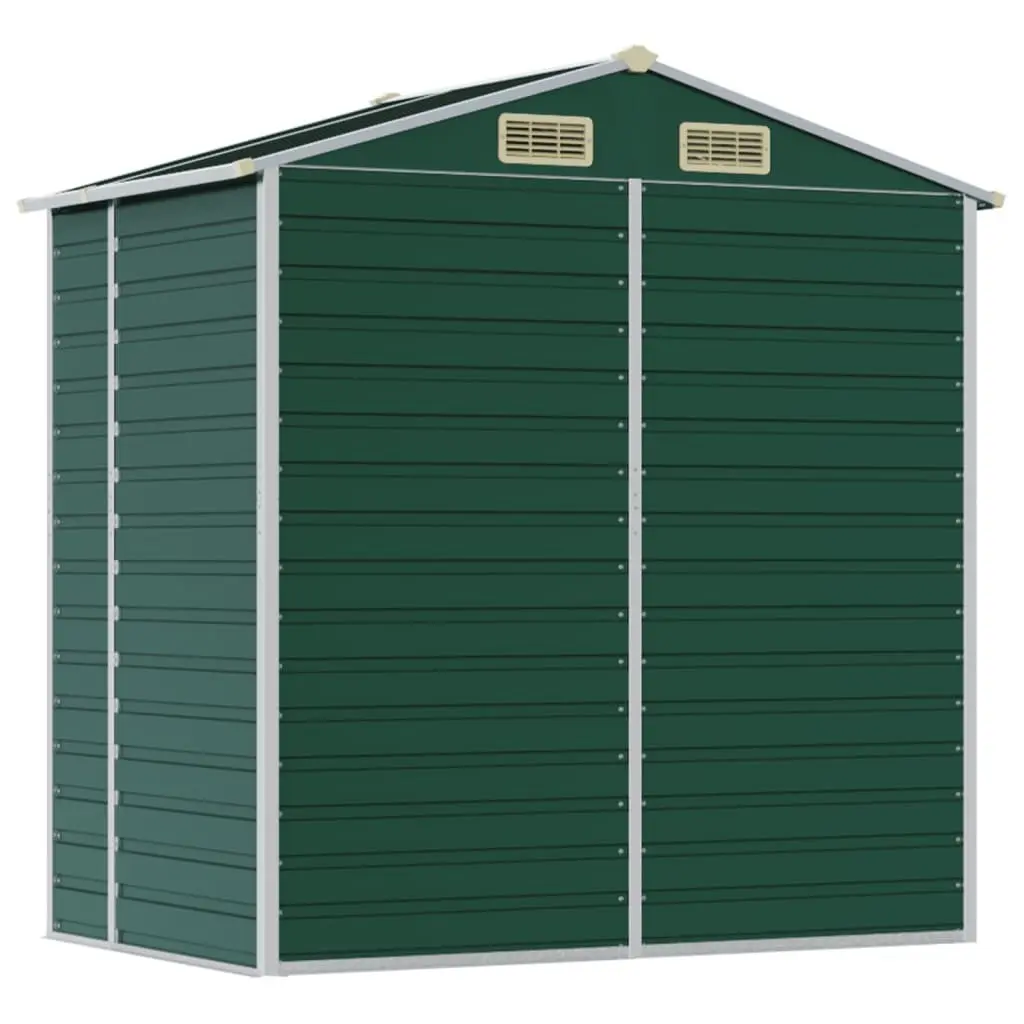 Garden Shed Galvanised Steel Outdoor Storage Tool House Green 191x130x198cm