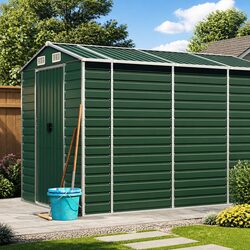 Garden Shed Green Metal Storage Outdoor Tool House Galvanised Steel Structure