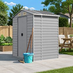 Garden Shed Storage Galvanised Steel Outdoor Tool House Grey 191x130x198cm