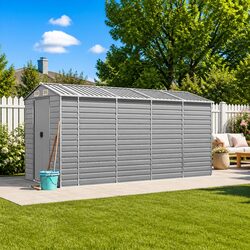 Garden Shed Storage Outdoor Galvanised Steel Grey Tool House Shed 191x385x198cm