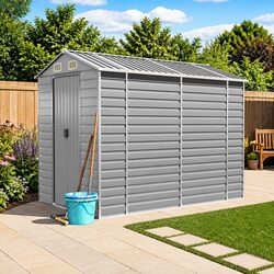Garden Shed Grey Metal Outdoor Storage Tool House Galvanised Steel 191x470x198cm