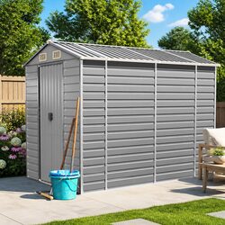 Garden Shed Grey Outdoor Storage Galvanised Steel 191x810x198 cm Backyard