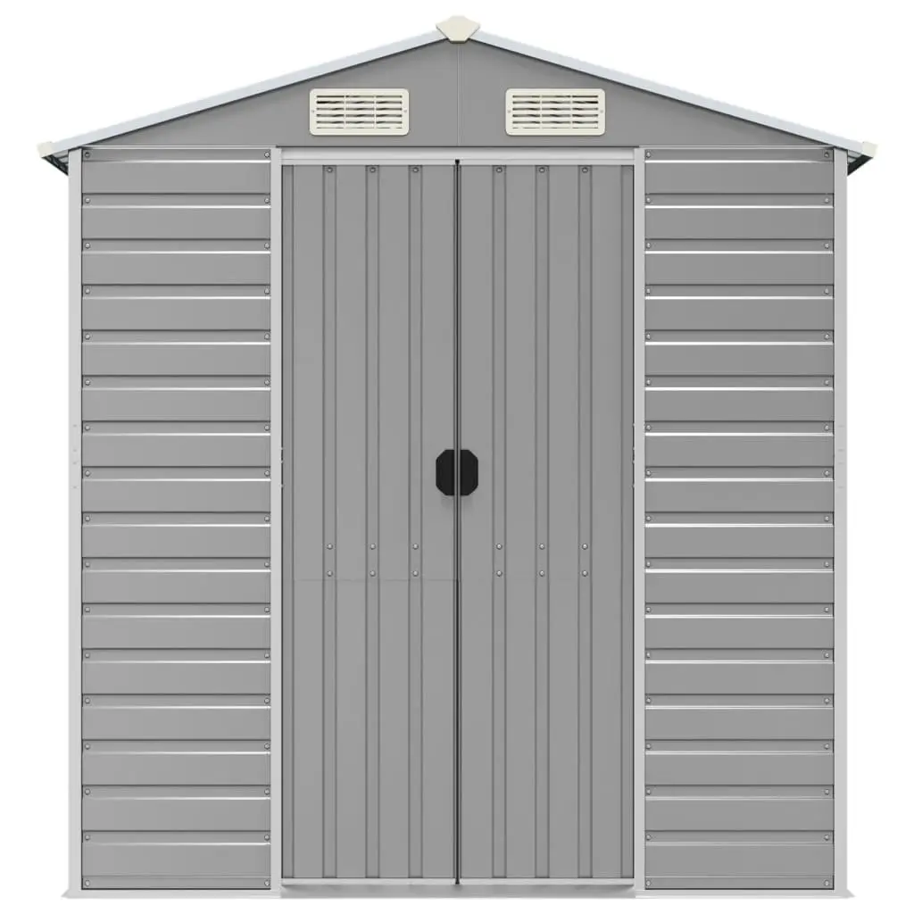 Garden Shed Grey Galvanised Steel 191x810x198 cm Outdoor Storage