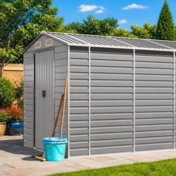 Garden Shed Metal Storage Outdoor Galvanised Steel Grey 191x895x198 cm