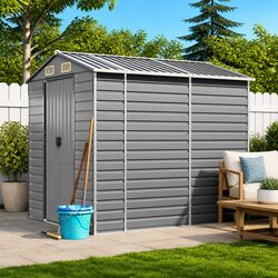 Garden Shed Light Grey Galvanised Steel Outdoor Storage Tool House 191x980x198cm