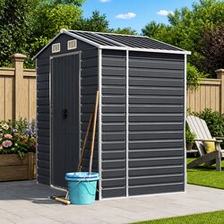Garden Shed Anthracite 191x130x198 cm Galvanised Steel Outdoor Storage Structure