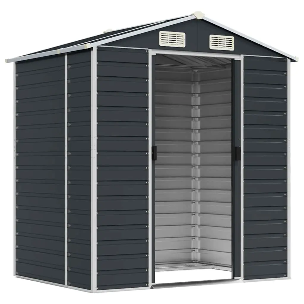 Garden Shed Galvanised Steel 191x130x198 cm Anthracite Outdoor Storage Structure