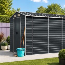 Garden Shed Anthracite 191x725x198cm Galvanised Steel Outdoor Storage Tool House