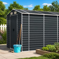 Garden Shed Anthracite 191x810x198 cm Galvanised Steel Outdoor Storage Tool