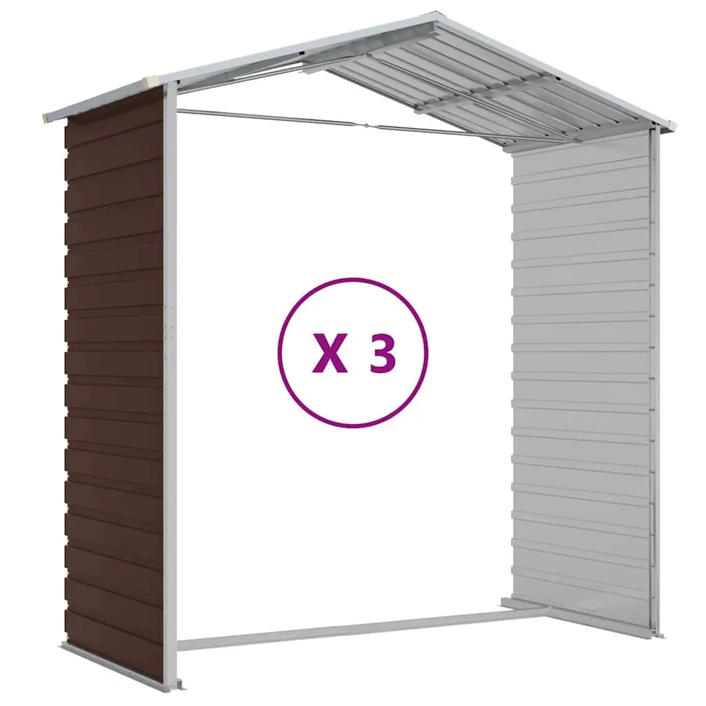 Garden Shed Galvanised Steel Outdoor Storage 191x300x198cm Brown