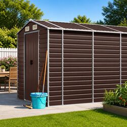Garden Shed Brown Outdoor Storage Galvanised Steel Tool House 191x895x198cm