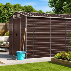 Garden Shed Brown Galvanised Steel Outdoor Storage Tool House 191x980x198cm