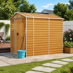 Garden Shed Storage Brown Outdoor Metal Galvanised Steel 191x215x198cm