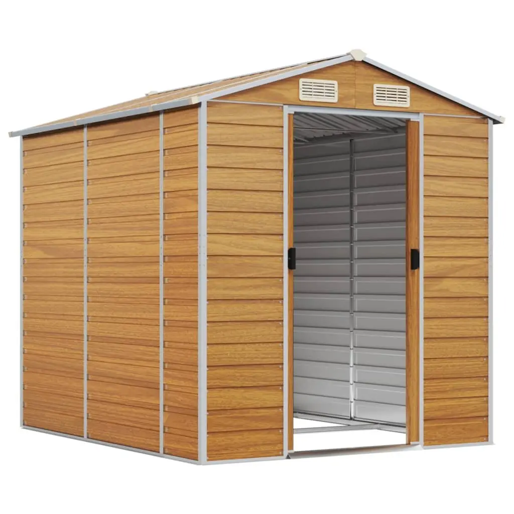Garden Shed Outdoor Storage Brown Metal Galvanised Steel 191x215x198cm