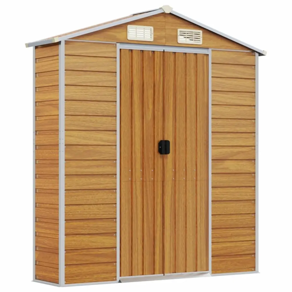 Garden Shed Outdoor Storage Brown Metal Galvanised Steel 191x215x198cm
