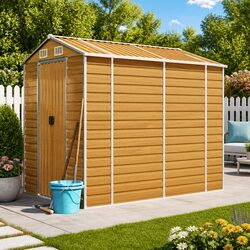 Garden Shed Brown Outdoor Storage Galvanised Steel 191x555x198 cm Roof