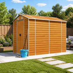 Garden Shed Brown Outdoor Storage Metal Galvanised Steel Tool House Organiser