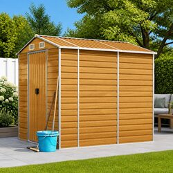 Garden Shed Outdoor Storage Brown Galvanised Steel with Ventilation Handles