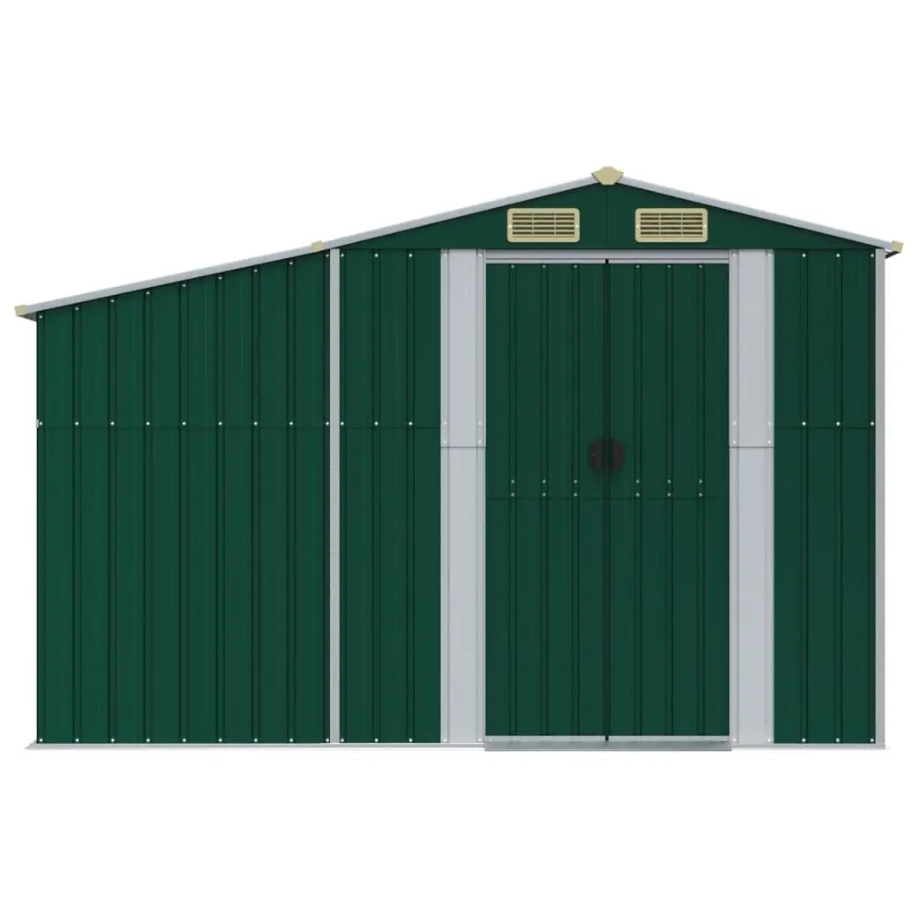 Garden Shed Galvanised Steel Outdoor Storage 277x365.5x179cm Green